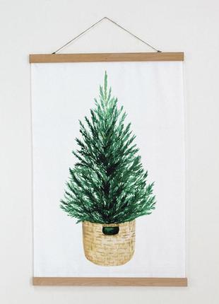 Тканевый постер елка в корзине
