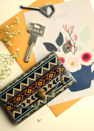 Ключница для сумки (текстиль) український смужковий орнамент