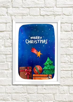 Постер в рамке а4 merry christmas