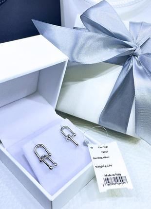 Серебряные серьги сережки пусеты гвоздики массивные звенья звено стильное классическое минимализм серебро проба 925 новое с биркой