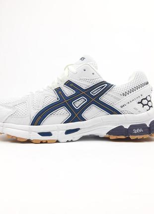 Asics gel kahana 8 белые с синим кроссовки мужские ассикс весенние летние демисезонные низкие кожа кожа кожа кожаные сетка легкие текстильные топ качество