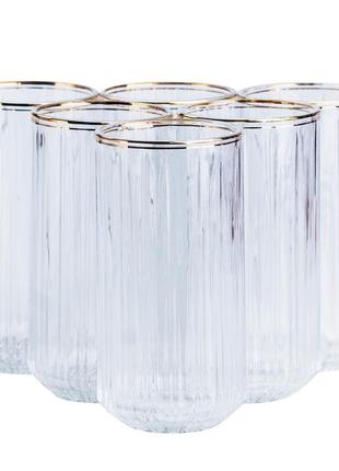 Набор стаканов 6 штук для воды и сока стеклянный прозрачный