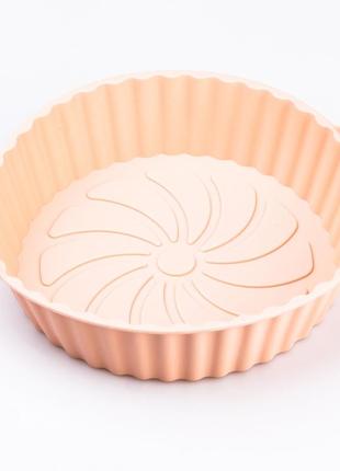 Кругла силіконова форма 5 х 20 см форми для випічки 1 літр персикова