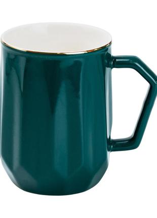 Чашка керамическая для чая и кофе 400 мл кружка универсальная зеленая