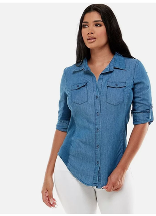 Летняя, джинсовая рубашка блузка, с эластичными вставками ci sono. l
