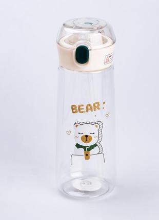 Пляшка для води дитяча 600 мл з трубочкою зелена
