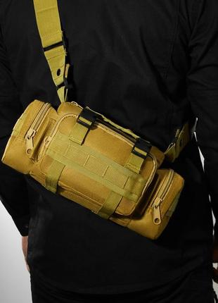 Сумка - подсумка тактическая поясная tactical военная, сумка нагрудная с ремнем на плечо 5 литров кордура