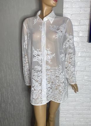 Вінтажна ажурна блуза мереживна сорочка  блузка  великого розміру батал вінтаж cl939, xxxxl 60-62