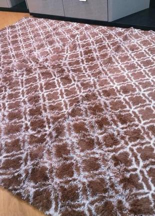 Приліжковий килимок 200х230 см ворсистий з узором травка
