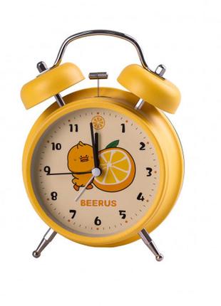 Настільний годинник із будильником fruity friends на батарейках, світло-жовтий