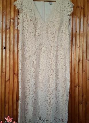 Вечернее кружевное платье миди h&amp;m.