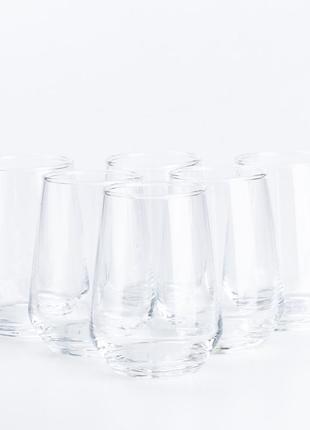 Склянка 390 мл для води та соку високий скляний прозорий набір 6 штук