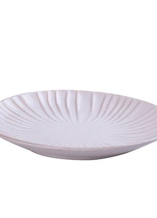 Тарелка плоская круглая из фарфора 20.5 см белая обеденная тарелка
