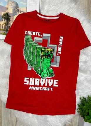 Детская красная футболка майнкрафт футболка красная minecraft primark р.146-152