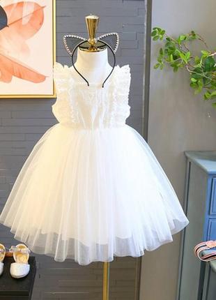 Сукня для дівчинки біла з фатином 10437