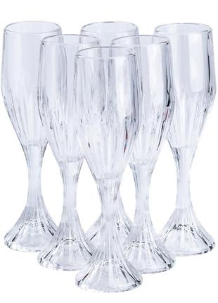 Бокал для шампанского высокий стеклянный прозрачный набор 6 штук