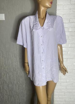 Вінтажна блуза на ґудзиках блузка з вишитим комірцем дуже великого розміру супер батал вінтаж lg326, xxxxl 62-64р