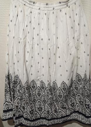 Ро3. хлопковая длинная пишная белая юбка с цветами и вышивкой хлопок хб