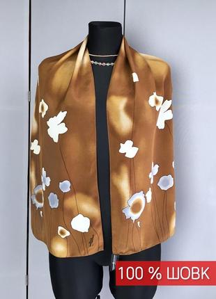 Женский шарфик винтаж ретро винтажный шёлк шёлковая женская в цветы красивый шёлковый