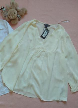 Рубашка блузка молочная р 38 м 46 новая primark с рукавом летняя