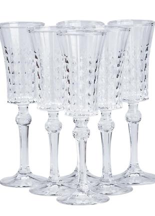 Келих для шампанського високий скляний прозорий набір 6 шт