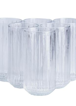 Набір склянок по 380 мл 6 штук прозорі скляні для лимонаду води соку