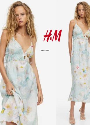 H&amp;m плаття міді із зав'язками у квітковий принт