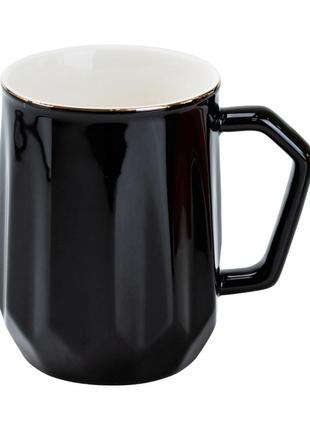 Чашка керамическая для чая и кофе 400 мл кружка универсальная черная