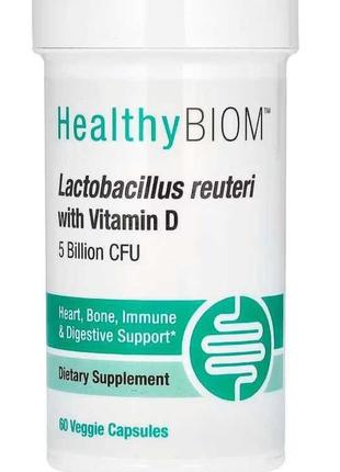 Пробиотик lactobacillus reuteri с витамином d3, 5 млрд., 60 капсул