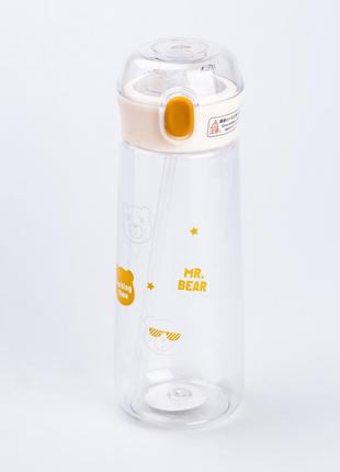 Пляшка для води дитяча 600 мл із трубочкою помаранчева
