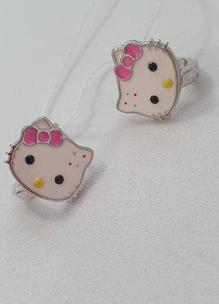 Серебряные детские сережки hello kitty