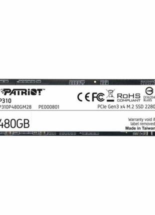 Ssd m.2 patriot p310 480gb nvme 2280 pcie 3.0x4 3d nand tlc