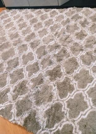 Приліжковий килимок 200х230 см сірий травка з узором