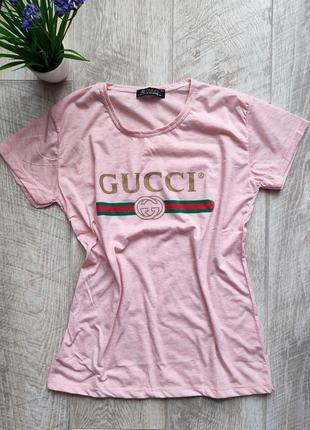 Классная хлопковая футболка с надписью gucci 36 38 40 m l
