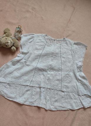 Блузка з вишивкою з мереживом р 38 м 46 крій вільний