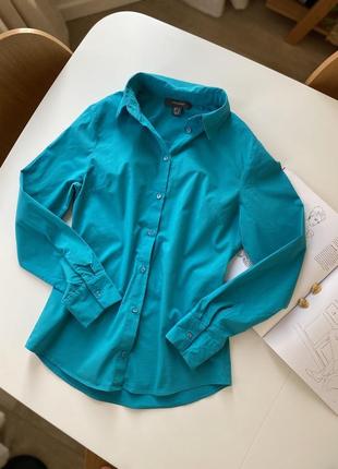 Базовая хлопковая рубашка primark бирюзового голубого цвета размер s-xs 8-6 рубашка голубая