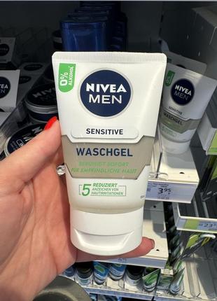 Гель для умывания nivea men sensitive washing gel