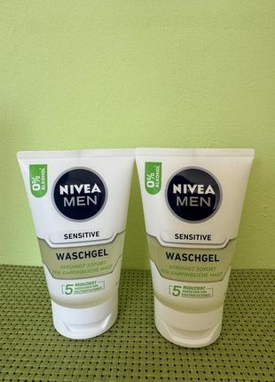 Гель для умывания nivea men sensitive washing gel