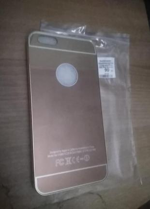 Бампер металл + зеркальная накладка с logo для iphone 6 / 6s plus rose gold