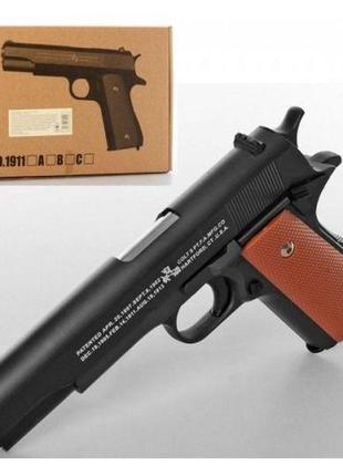 1911b1 пистолет металлический, на пульках, 22 см, в коробке, 26-17,5-4,5 см