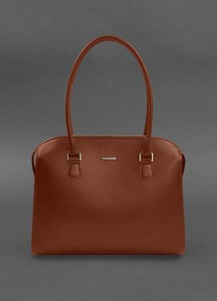 Жіноча шкіряна сумка світло-коричнева крат business
