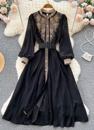 Черное платье, шифоновое платье