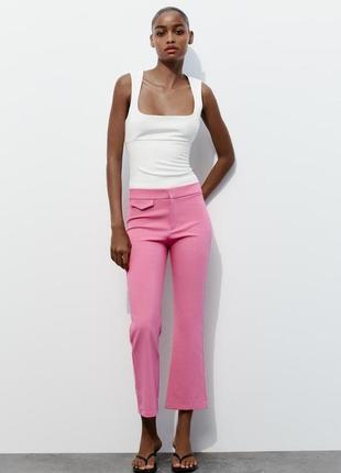 Расклешенные брюки розовые zara new