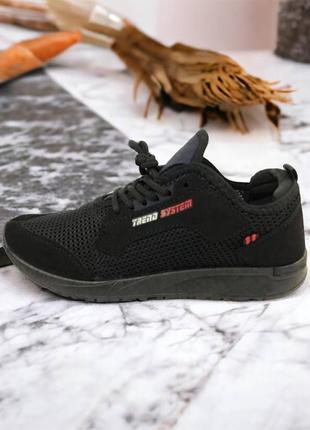 Текстильні кросівки 44 розмір | літні кросівки з тканинним верхом. модель 62496. колір: чорний