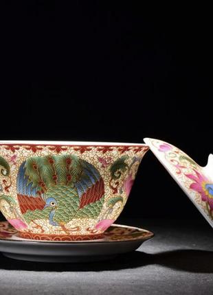 Гайвань павлин ёмкость 150 мл. посуда для чайной церемонии используется в китайской чайной традиции