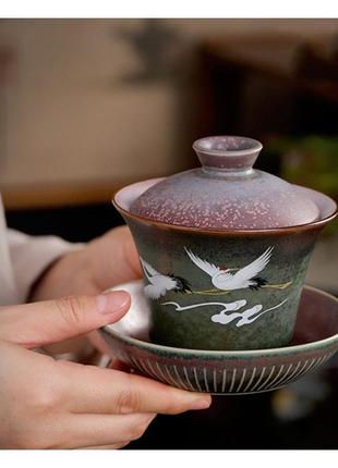 Гайвань журавли ёмкость 180 мл. посуда для чайной церемонии используется в китайской чайной традиции