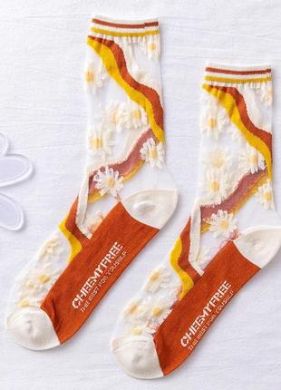 Тренд прозорі шкарпетки квіти сітка візерунки