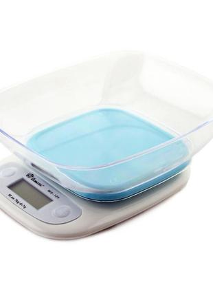 Весы кухонные domotec ms-125 plastic, весы пищевые, весы кулинарные. цвет: голубой