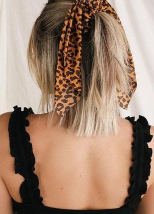 Леопардовий платок хустка хустина на шию на сумку косинка шарф віскоза 60×60