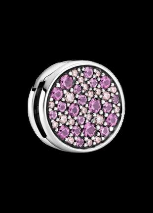 Серебряный шарм  для браслетов пандора  клипса reflexions  "розовое мерцание" 799362c01